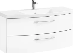 Saphir Badmöbel-Set »Cassca Sprint 3-teilig Mineralmarmor-Waschtisch mit LED-Spiegelschrank« 4 Stk. tlg.