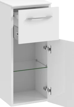 Saphir Badmöbel-Set »Cassca Sprint 3-teilig Mineralmarmor-Waschtisch mit LED-Spiegelschrank« 4 Stk. tlg.