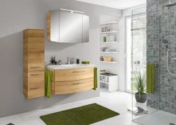 Saphir Badmöbel-Set »Cassca Sprint 3-teilig Mineralmarmor-Waschtisch mit LED-Spiegelschrank« 4 Stk. tlg.