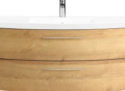 Saphir Badmöbel-Set »Cassca Sprint 3-teilig Mineralmarmor-Waschtisch mit LED-Spiegelschrank« 4 Stk. tlg.
