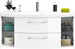 Saphir Badmöbel-Set »Cassca Sprint Waschtisch-Set Mineralmarmor-Waschtisch mit Unterschrank« 1 Stk. tlg.