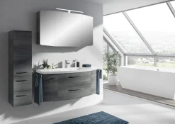 Saphir Badmöbel-Set »Cassca Sprint 3-teilig Mineralmarmor-Waschtisch mit LED-Spiegelschrank« 4 Stk. tlg.