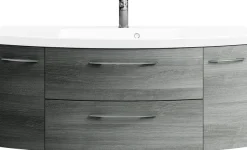 Saphir Badmöbel-Set »Cassca Sprint 3-teilig Mineralmarmor-Waschtisch mit LED-Spiegelschrank« 4 Stk. tlg.
