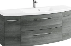 Saphir Badmöbel-Set »Cassca Sprint 3-teilig Mineralmarmor-Waschtisch mit LED-Spiegelschrank« 4 Stk. tlg.