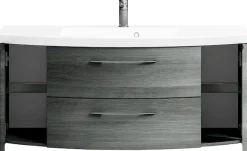 Saphir Badmöbel-Set »Cassca Sprint 3-teilig Mineralmarmor-Waschtisch mit LED-Spiegelschrank« 4 Stk. tlg.