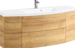 Saphir Badmöbel-Set »Cassca Sprint 4-teilig Mineralmarmor-Waschtisch mit LED-Spiegelschrank« 5 Stk. tlg.