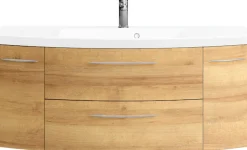 Saphir Badmöbel-Set »Cassca Sprint 4-teilig Mineralmarmor-Waschtisch mit LED-Spiegelschrank« 5 Stk. tlg.