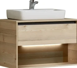 Saphir Badmöbel-Set »Keramikaufsatzbecken, Waschtischplatte und Waschtischunterschrank« 3 Stk. tlg.