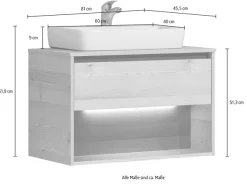 Saphir Badmöbel-Set »Keramikaufsatzbecken, Waschtischplatte und Waschtischunterschrank« 3 Stk. tlg.
