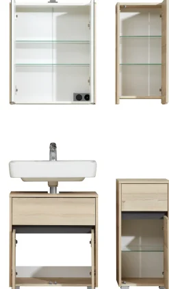 Saphir Badmöbel-Set »Keramikaufsatzbecken, Waschtischplatte und Waschtischunterschrank« Komplett-Set, 4 Stk. tlg.