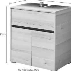 Saphir Badmöbel-Set »Keramikaufsatzbecken, Waschtischplatte und Waschtischunterschrank« Komplett-Set, 4 Stk. tlg.