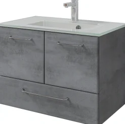 Saphir Badmöbel-Set »Quickset 945 Glas-Waschtisch mit Unterschrank, 74 cm breit, Waschplatz« 1 Stk. tlg.