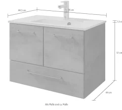 Saphir Badmöbel-Set »Quickset 945 Glas-Waschtisch mit Unterschrank, 74 cm breit, Waschplatz« 1 Stk. tlg.