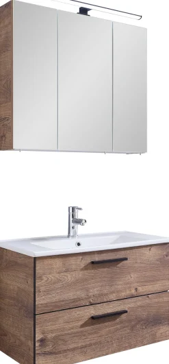 Saphir Badmöbel-Set »Quickset 374 Keramik-Waschtisch mit LED-Spiegelschrank, 75 cm breit« 2 Stk. tlg.