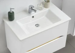 Saphir Badmöbel-Set »Quickset Keramikwaschtisch mit Unterschrank, 75 cm breit« 3 Stk. tlg.