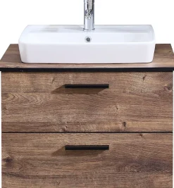 Saphir Badmöbel-Set »Quickset 374 Keramik-Aufsatzwaschtisch mit Unterschrank, 73 cm breit« 3 Stk. tlg.