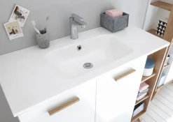 Saphir Badmöbel-Set »Quickset Mineralmarmor-Waschtisch mit LED-Spiegel, Unterschrank« 7 Stk. tlg.