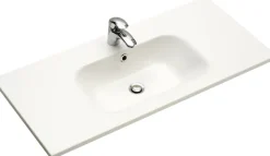 Saphir Badmöbel-Set »Quickset Mineralmarmor-Waschtisch mit LED-Spiegel, Unterschrank« 7 Stk. tlg.