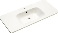 Saphir Badmöbel-Set »Quickset Mineralmarmor-Waschtisch mit LED-Spiegel, Unterschrank« 7 Stk. tlg.