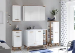 Saphir Badmöbel-Set »Quickset Mineralmarmor-Waschtisch mit LED-Spiegelschrank« 2 Stk. tlg.