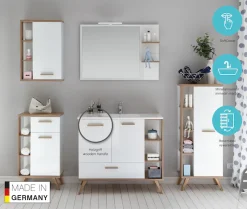 Saphir Badmöbel-Set »Quickset Mineralmarmor-Waschtisch mit LED-Spiegelschrank« 2 Stk. tlg.