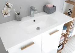 Saphir Badmöbel-Set »Quickset Mineralmarmor-Waschtisch mit LED-Spiegelschrank« 2 Stk. tlg.