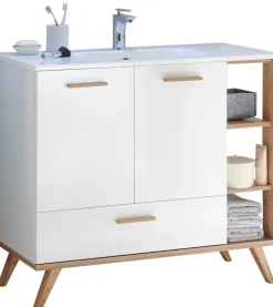 Saphir Badmöbel-Set »Quickset Mineralmarmor-Waschtisch mit LED-Spiegel, 101 cm breit« 4 Stk. tlg.