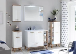 Saphir Badmöbel-Set »Quickset Mineralmarmor-Waschtisch mit LED-Spiegel, Unterschrank« 7 Stk. tlg.
