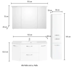 Saphir Badmöbel-Set »Quickset 326, 4-teilig, mit Mineralmarmorwaschtisch« 4 Stk. tlg.