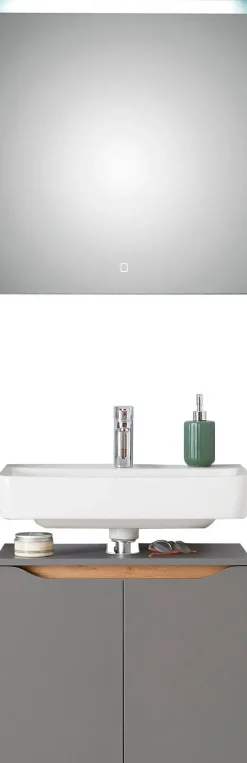 Saphir Badmöbel-Set »Quickset 2-teilig, Waschbeckenunterschrank mit LED-Spiegel« 2 Stk. tlg.
