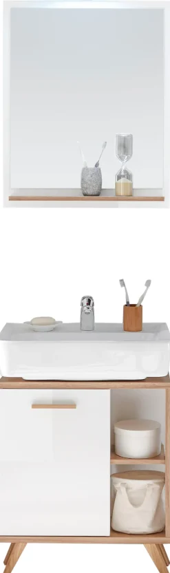 Saphir Badmöbel-Set »Quickset 2-teilig, Waschbeckenunterschrank mit LED-Spiegel« 3 Stk. tlg.