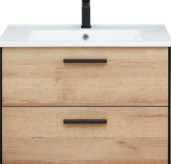 Saphir Badmöbel-Set »Quickset 395 3-teilig, Keramikwaschtisch mit LED-Spiegelschrank« 5 Stk. tlg.