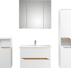 Saphir Badmöbel-Set »Quickset 4-teilig, Keramik-Waschtisch und LED-Spiegelschrank« 5 Stk. tlg.