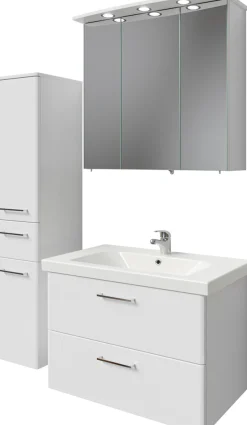Saphir Badmöbel-Set »Quickset 316 3-teilig, Keramikwaschtisch mit LED-Spiegelschrank« 4 Stk. tlg.