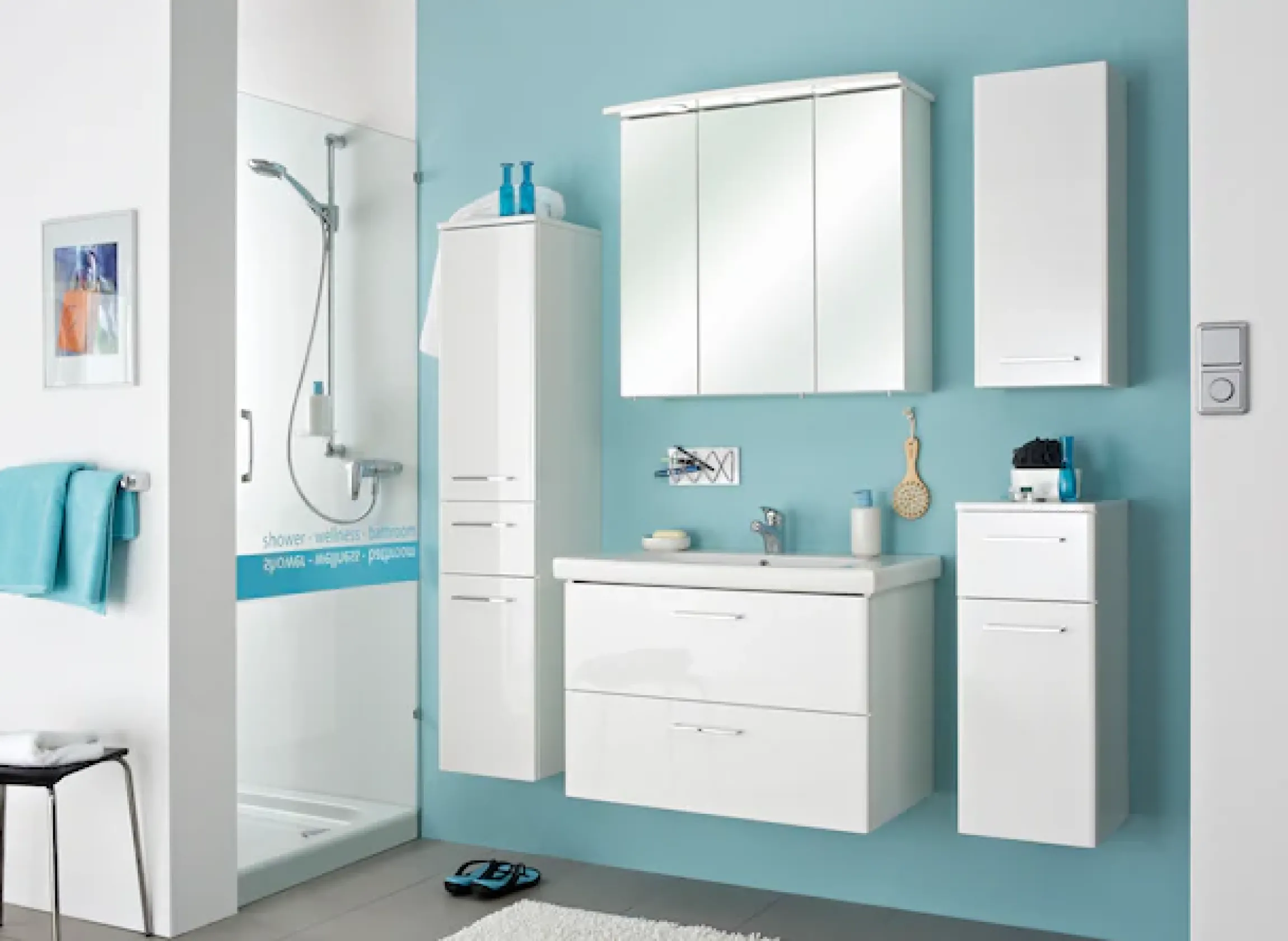 Saphir Badmöbel-Set »Quickset 316 3-teilig, Keramikwaschtisch mit LED-Spiegelschrank« 4 Stk. tlg.