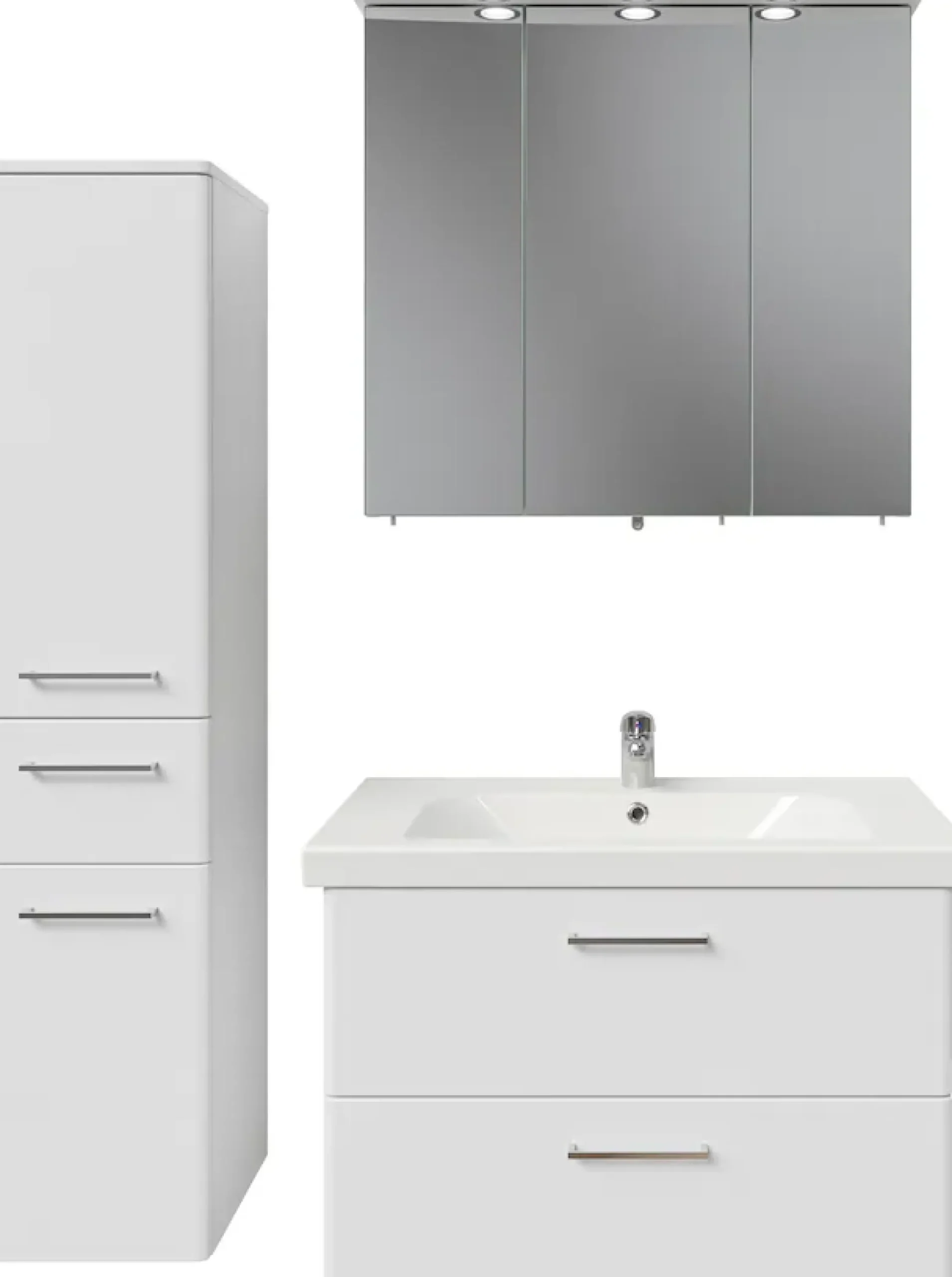 Saphir Badmöbel-Set »Quickset 316 3-teilig, Keramikwaschtisch mit LED-Spiegelschrank« 4 Stk. tlg.