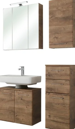 Saphir Badmöbel-Set »Quickset 943 4-teilig, Glaswaschtisch und LED-Spiegelschrank« Set, 4 Stk. tlg.