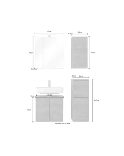Saphir Badmöbel-Set »Quickset 943 4-teilig, Glaswaschtisch und LED-Spiegelschrank« Set, 4 Stk. tlg.