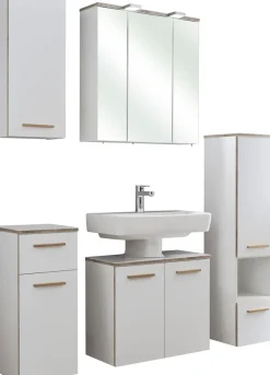 Saphir Badmöbel-Set »Quickset 931 5-teilig, Waschbeckenunterschrank mit LED-Spiegelschrank« Set, 5 Stk. tlg.