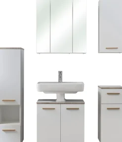 Saphir Badmöbel-Set »Quickset 931 5-teilig, Waschbeckenunterschrank mit LED-Spiegelschrank« Set, 5 Stk. tlg.