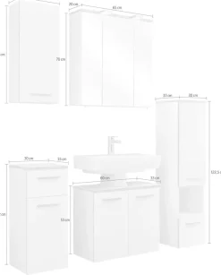 Saphir Badmöbel-Set »Quickset 931 5-teilig, Waschbeckenunterschrank mit LED-Spiegelschrank« Set, 5 Stk. tlg.