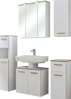 Saphir Badmöbel-Set »Quickset 931 5-teilig, Waschbeckenunterschrank mit LED-Spiegelschrank« Set, 5 Stk. tlg.