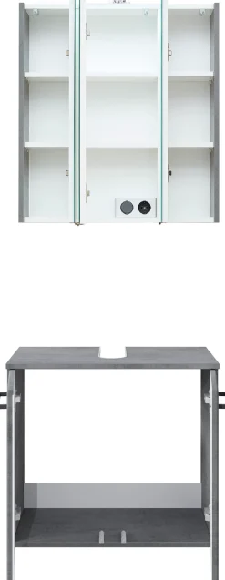 Saphir Badmöbel-Set »Quickset 945 2-teilig, Waschbeckenunterschrank mit LED-Spiegelschrank« 2 Stk. tlg.