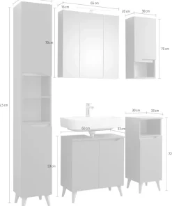 Saphir Badmöbel-Set »Quickset 5-teilig Waschbeckenunterschrank und LED-Spiegelschrank« 5 Stk. tlg.