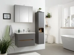 Saphir Badmöbel-Set »Quickset 3-teilig, Keramikwaschtisch mit LED-Spiegelschrank« 3 Stk. tlg.