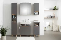 Saphir Badmöbel-Set »Quickset 5-teilig Waschbeckenunterschrank und LED-Spiegelschrank« 5 Stk. tlg.