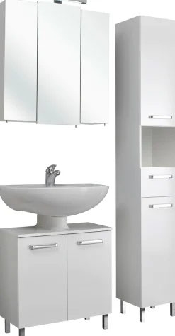 Saphir Badmöbel-Set »Quickset 3-teilig, Waschbeckenunterschrank mit LED-Spiegelschrank« 3 Stk. tlg.