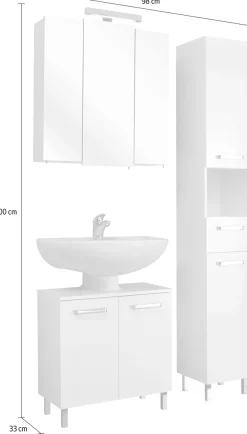Saphir Badmöbel-Set »Quickset 3-teilig, Waschbeckenunterschrank mit LED-Spiegelschrank« 3 Stk. tlg.