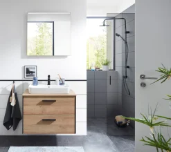 Saphir Badmöbel-Set »Quickset 395 2-teilig, Keramik-Aufsatzbecken mit LED-Spiegel« 4 Stk. tlg.