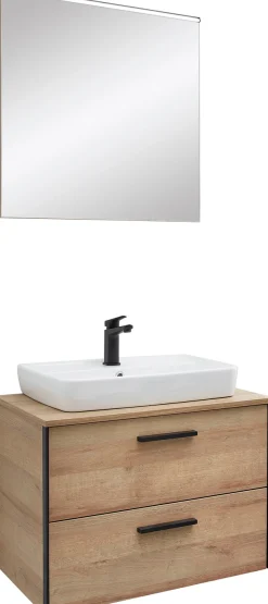Saphir Badmöbel-Set »Quickset 395 2-teilig, Keramik-Aufsatzbecken mit LED-Spiegel« 4 Stk. tlg.